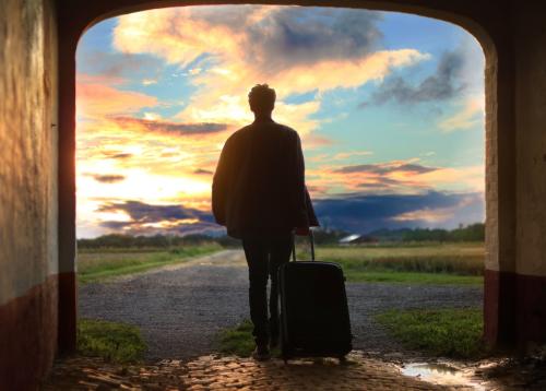 A man with a suitcase